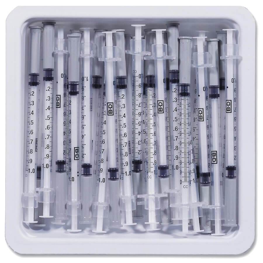 Allergy Tray - PrecisionGlide™ 1 mL 27 Gauge 3/8 Inch, Attached Needle NonSafety