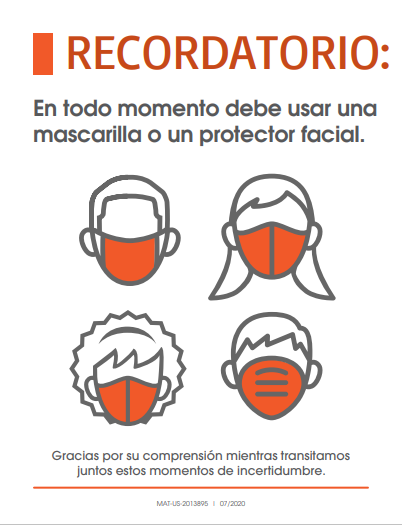 Clinic Guidebook: Face Mask Reminder Sign (Spanish)