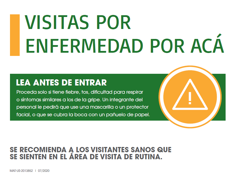 Clinic Guidebook: Sick Visit Sign 1 (Spanish)