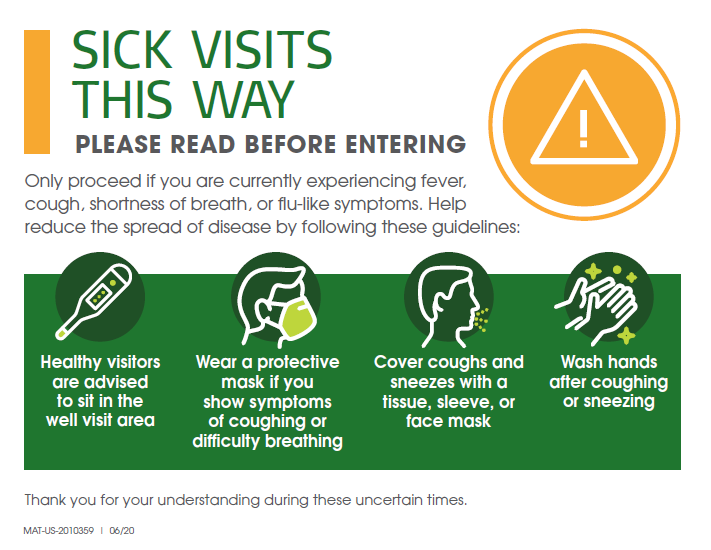 Clinic Guidebook: Sick Visit Sign 2