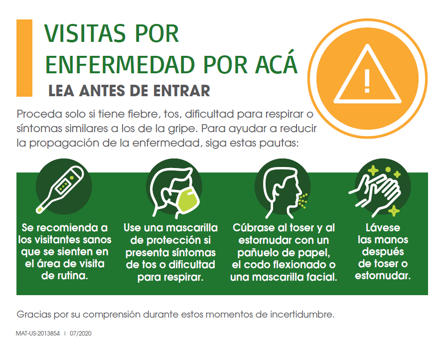 Clinic Guidebook: Sick Visit Sign 2 (Spanish)