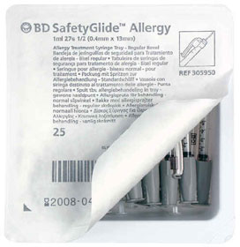 BD SafetyGlide<sup>&trade;</sup> Allergy Syringe Tray- with Permanently Attached Needle