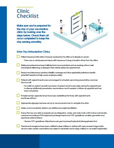 General Clinic Guidebook: Clinic Checklist 