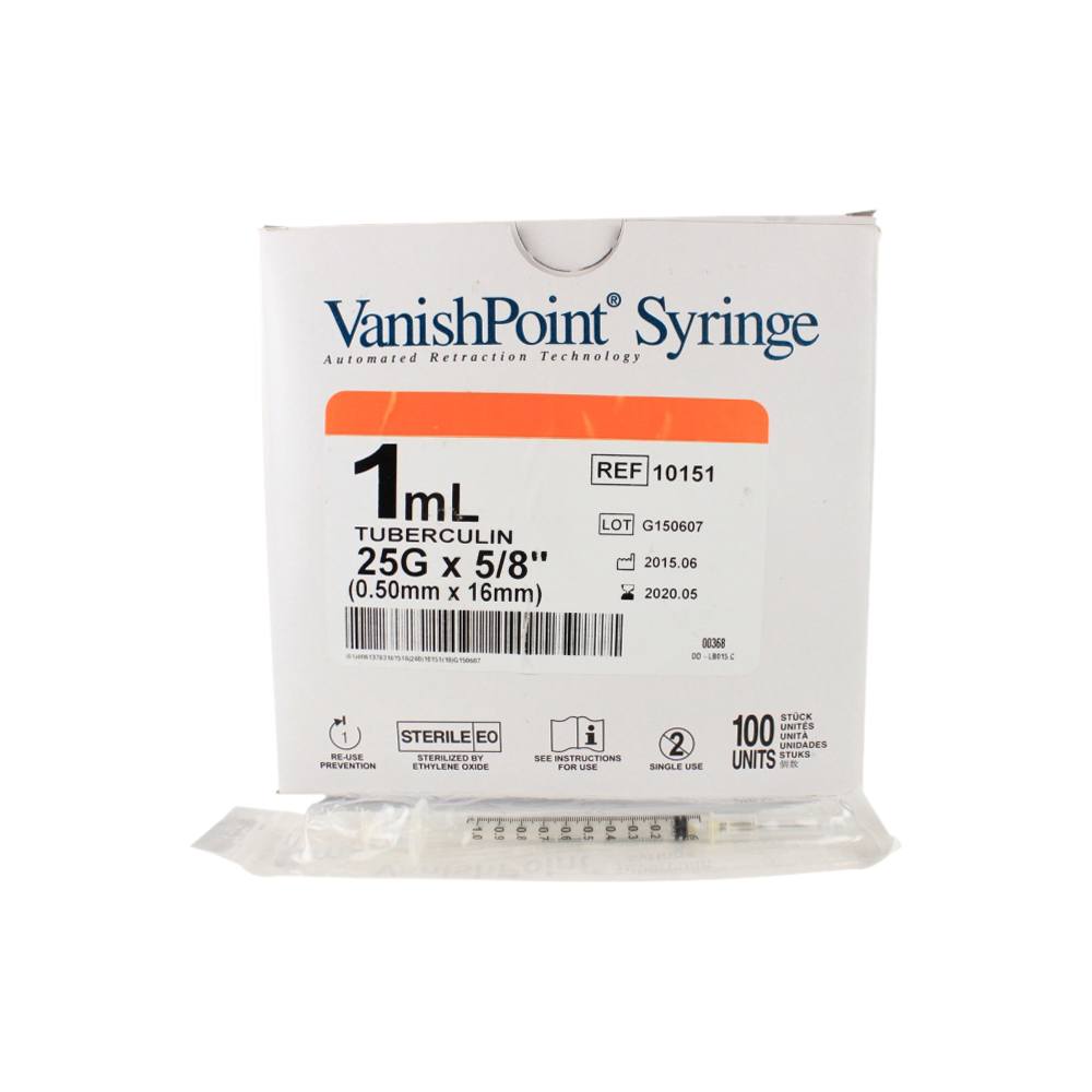 Tuberculin Syringe with Attached Needle - VanishPoint® Syringe with Retractable Safety Needle